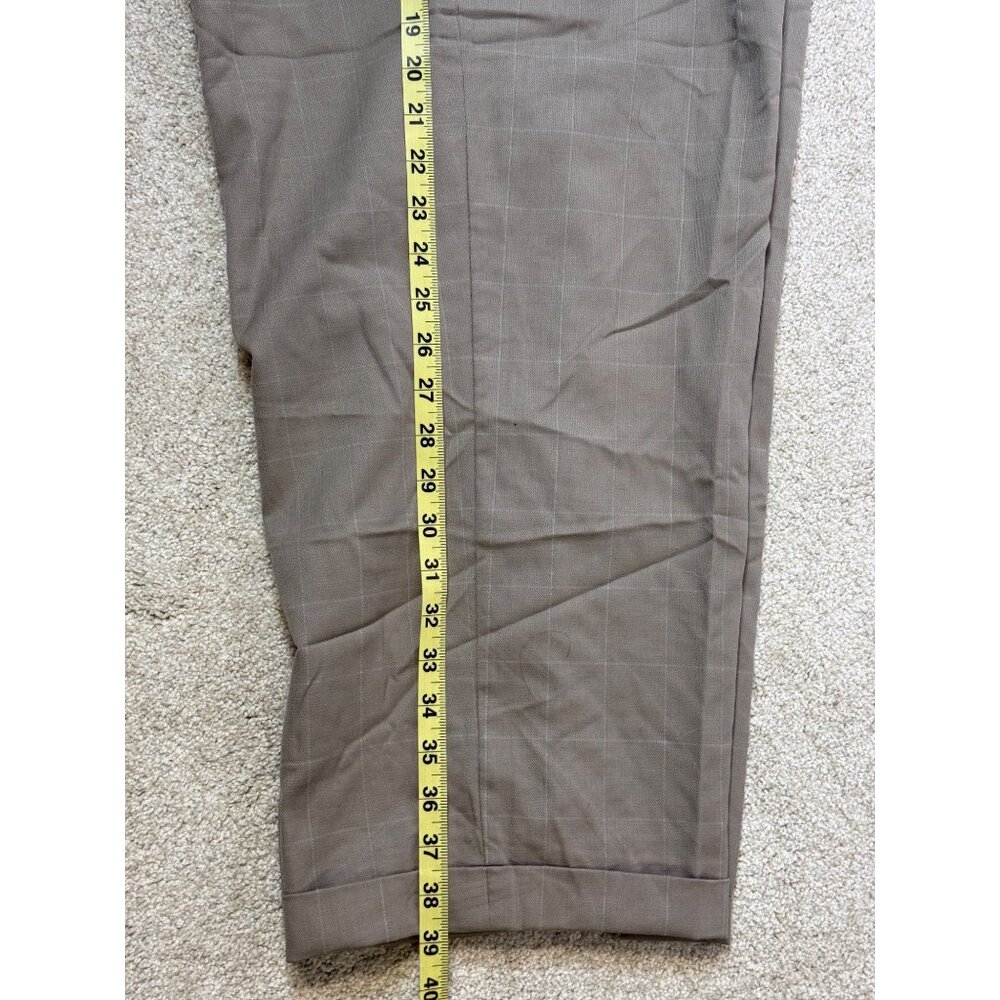 Linea Uomo Mens Dress Pants 100% Wool Window Pane Waist sz 43 Pleated Y2K Career - Picture 15 of 16
